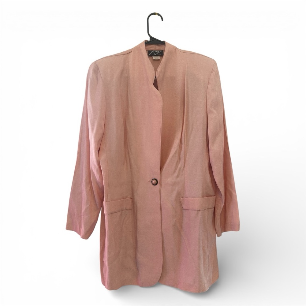 Vintage 90’s XTRMZ Blush Pink Long Blazer/Lightweight Jacket Size 11/12
